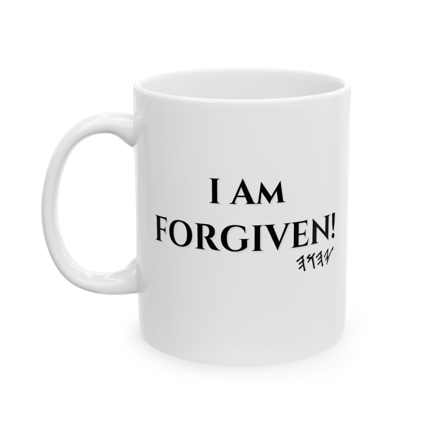 ☕ I Am Forgiven Confession Mug - Black Ceramic 11 oz & 15 oz Faith Affirmation Cup with Scripture and Confession Design | Confession Mugs™ Collection