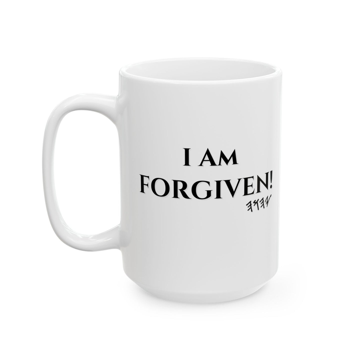 ☕ I Am Forgiven Confession Mug - Black Ceramic 11 oz & 15 oz Faith Affirmation Cup with Scripture and Confession Design | Confession Mugs™ Collection